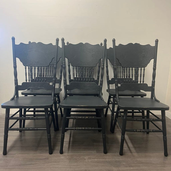 6 Farmhouse Pressed Back Dining Chairs