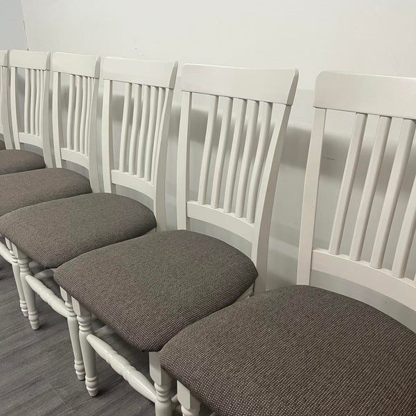 6 Antique White Dining Chairs
