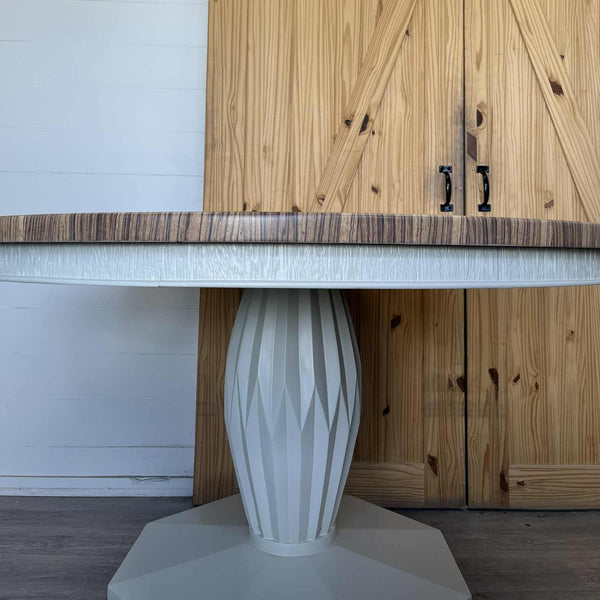 Round Shiplap Pedestal Dining Table