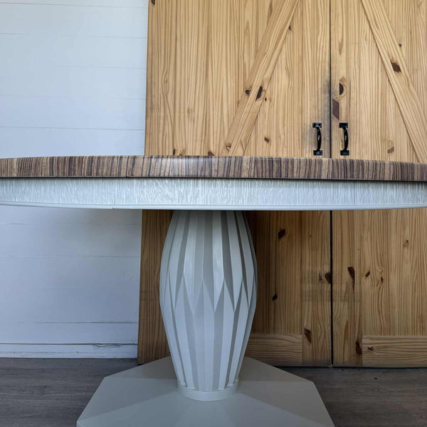 Round Shiplap Pedestal Dining Table