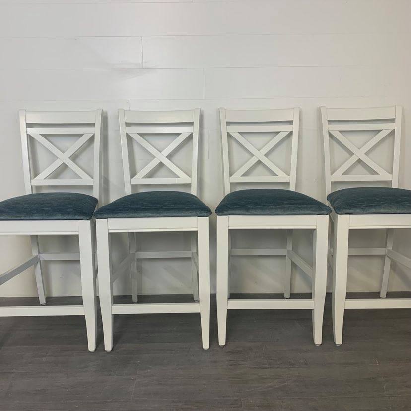 4 Little White Counter Height Stools