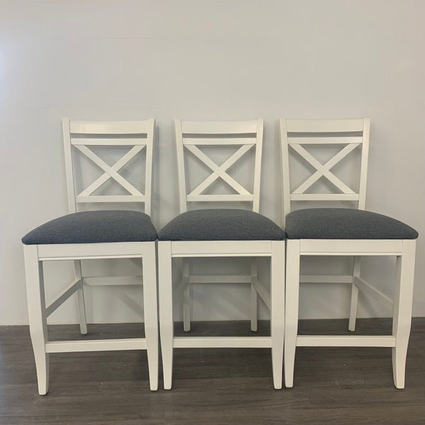 3 Little White Counter Height Bar Stools